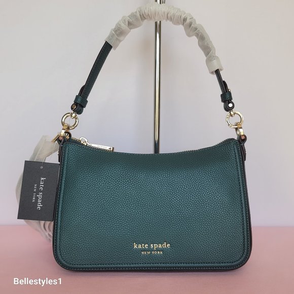 KATE SPADE Hudson Pebbled Leather MD Convertible Crossbody-Artesian Green color - Picture 1 of 16
